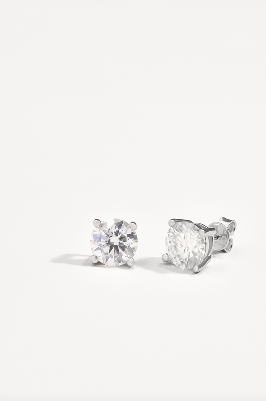 2 CT Moissanite Studs in Sterling Silver