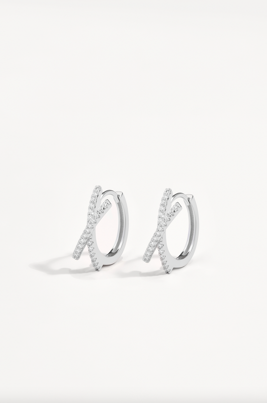 Kiss Kiss Moissanite Huggies in Sterling Silver