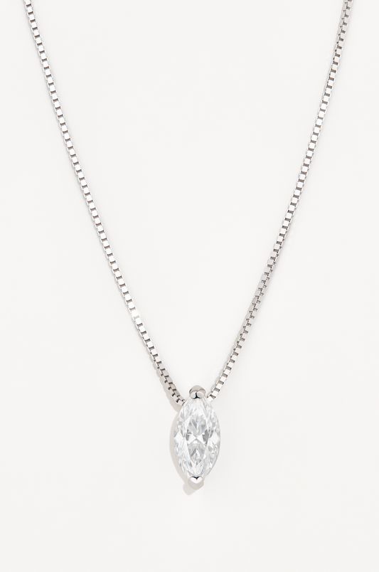 Marquise Moissanite Pendant in Sterling Silver