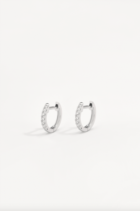 6MM Hinged Clicker Hoop in White Gold and Lab Diamonds